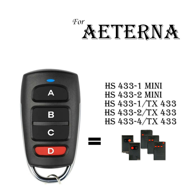 For AETERNA HS433-1mini HS433-2mini HS433-1/TX433 HS433-2/TX433 HS433-4/TX433 Garage Door Remote Control Duplicator 433mhz Fixed