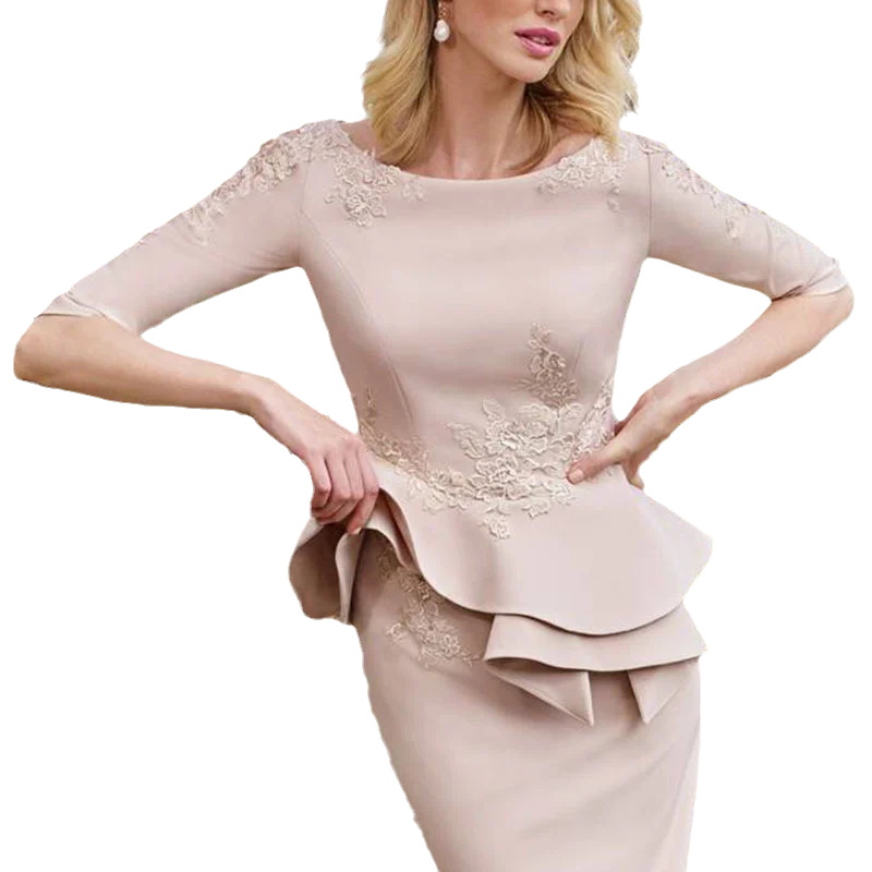 Tailor Shop Custom Made ซีดสีชมพูลูกไม้ชุดแม่ของชุดเจ้าสาวชุดแม่เจ้าสาวชุดอย่างเป็นทางการ