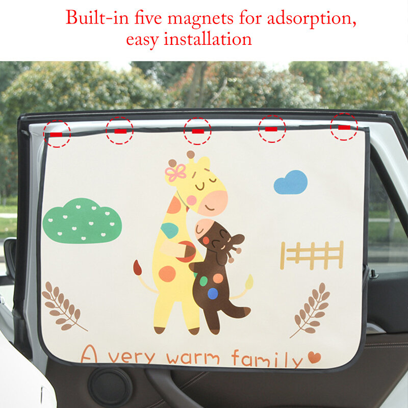 Car Curtain Auto blinds Cartoon Magnetic Car Cover Sunshade Curtain Window Sun Visor Protector for Baby Children Universal Cute