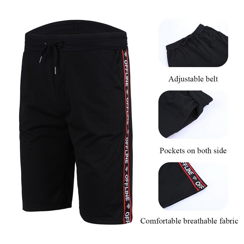 Shujin shorts casuais dos homens de alta qualidade na altura do joelho cintura elástica shorts verão corredores sportwear masculino gymwear shorts com bolsos