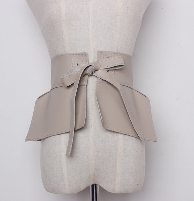 Женская юбка из искусственной кожи, пояс с оборками и баской, универсальный Пояс, весна-лето 2020