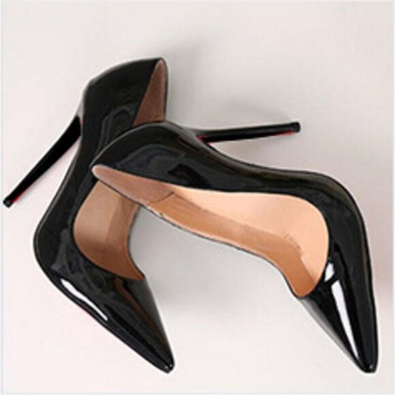 Zapatos de tacón alto para mujer, Tacones de aguja puntiagudos, Sexy, para boda, color negro, talla grande