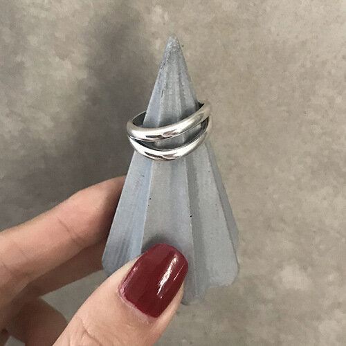 QMCOCO Silber Farbe Einfache Doppel Deck Aushöhlen Ringe Punk Open Einstellbare Handmade Ring Für Frau Trendy Fashion Schmuck