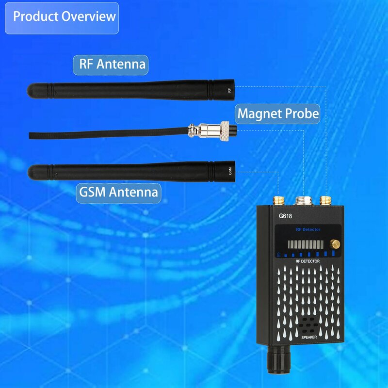 Super Sensitive Wireless RF Signal Detector GSM Listen Anti Candid Camera Pinhole Cameras Detect GPS Magnetic Bug Scanner G618W