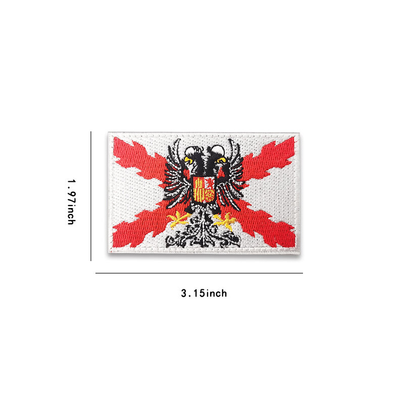 A cruz espanhola do império da bandeira de borgonha espanha com emblema completo bordado remendo emblema 100% bordado 8*5 cm gancho e laço