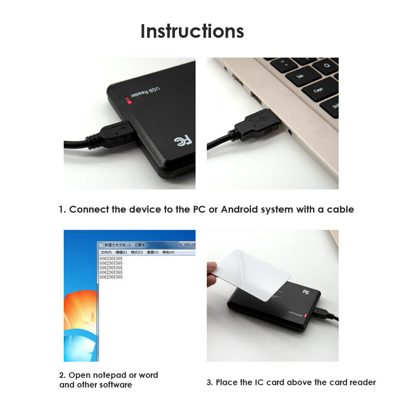 Đầu Đọc Thẻ RFID Cổng USB EM4100 TK4100 125Khz 13.56MHZ Không Tiếp Xúc Thông Minh Độ Nhạy Thẻ Hỗ Trợ Hệ Thống Cửa Sổ Linux