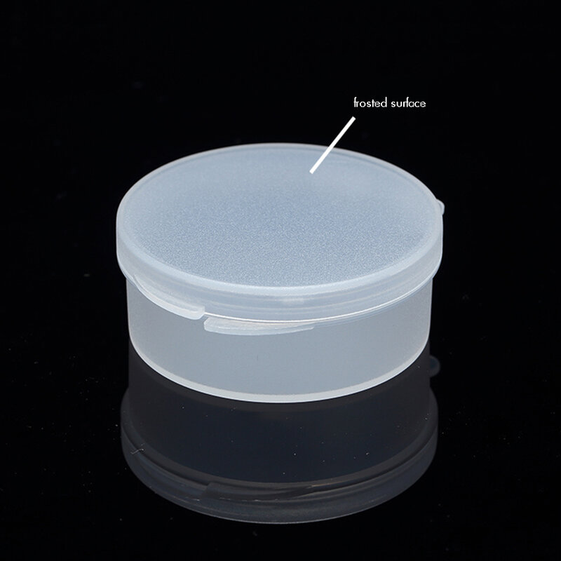 プラスチック製の丸い容器箱,ビーズと小さな部品を整理するための蓋付きの透明な容器,寸法5.2x2.3cm