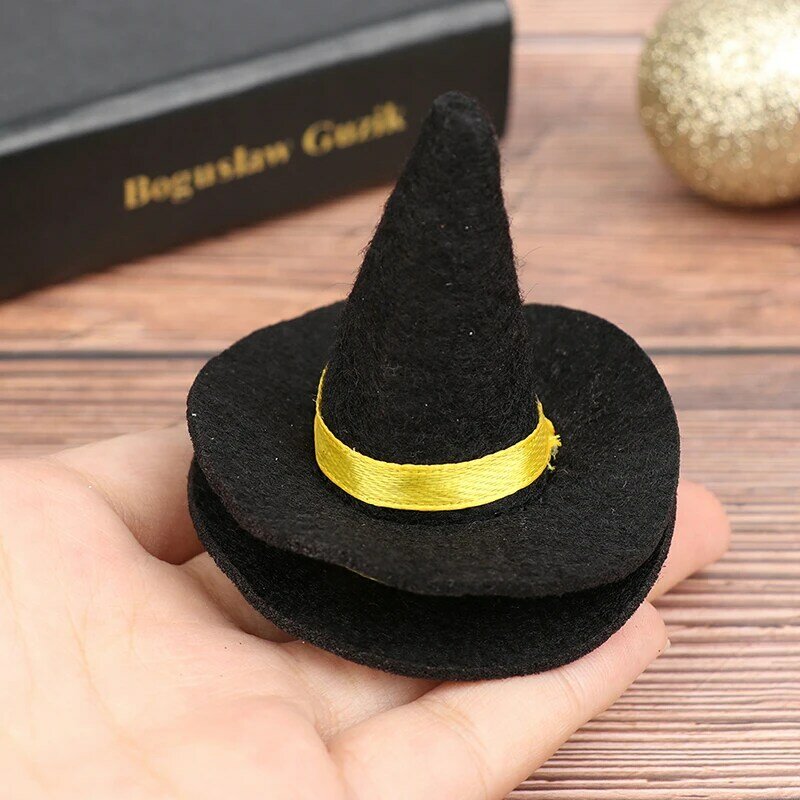 2pcs Miniature Dollhouse Felt Witch Hats For Halloween Doll House Decoration  DIY Hair Accessories Crafts Witch Hat