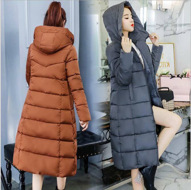 새로운 겨울 여성 자켓 슬림 후드 파카 따뜻한 두꺼운 코트 패션 캐주얼 긴 아우터 여성 겨울 자켓