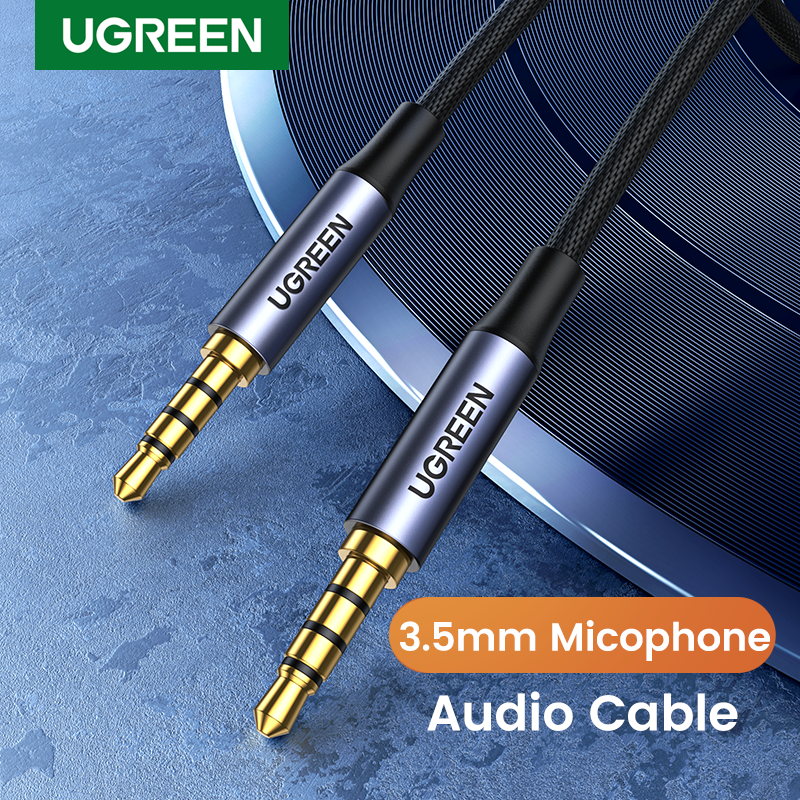 Kabel Aux 3.5Mm UGREEN 4 Tiang TRRS 4-Konduktor Tambahan Pria KE Pria Stereo Jack HiFi Mendukung Mikrofon Fungsi Kabel Audio