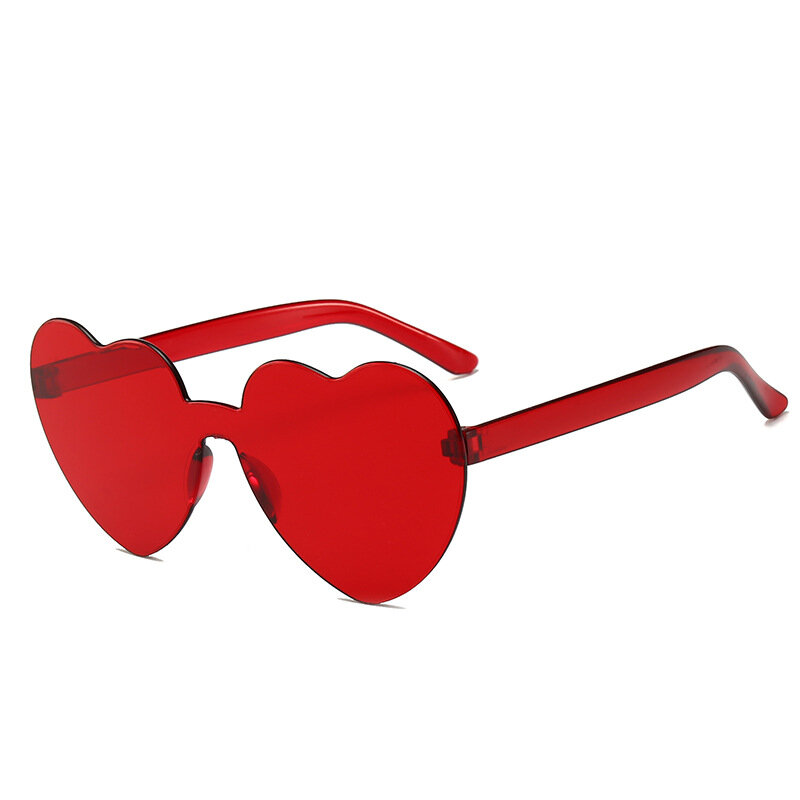 Женские винтажные солнцезащитные очки, роскошные розовые, черные, красные солнцезащитные очки без оправы с сердечками в стиле ретро, UV400