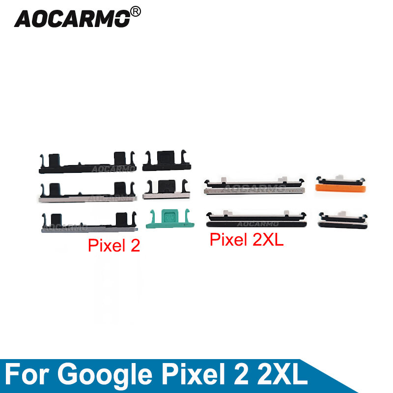 Aocarmo untuk Google Pixel 2 XL 2XL Suku Cadang Pengganti Kunci Tombol Samping Power & Volume
