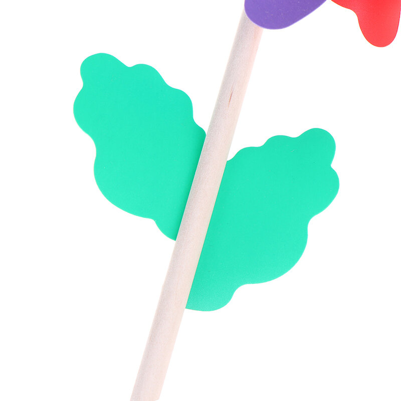 ไม้ที่มีสีสัน Windmill Garden Party 7ใบ Wind Spinner เครื่องประดับเด็กของเล่น