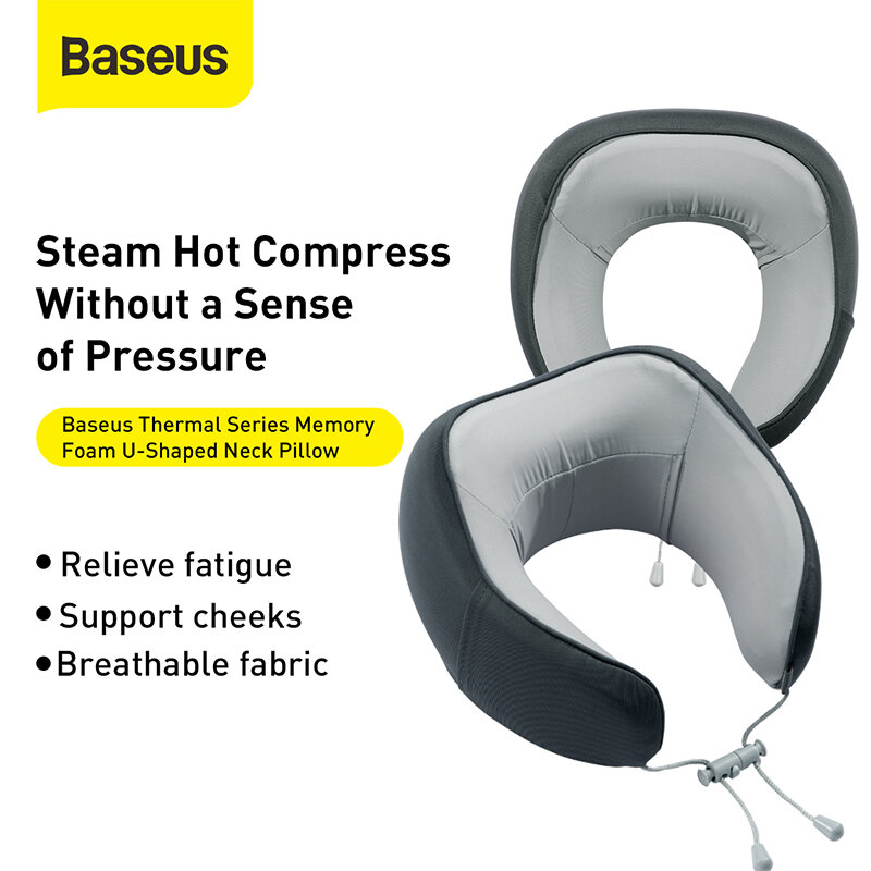 Подушка для шеи Baseus U-образной формы с эффектом памяти, мягкая дорожная подушка с медленным восстановлением формы, однотонная подушка для ше...