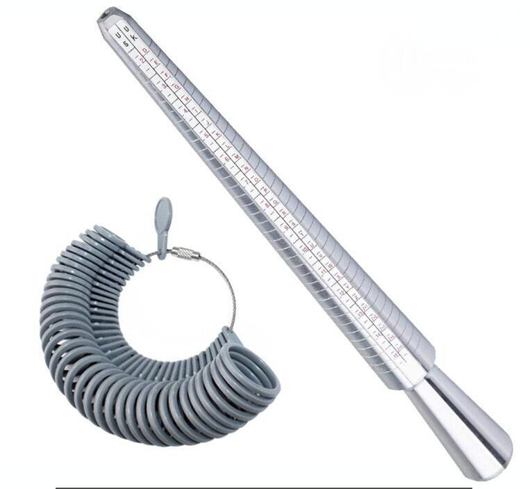 Juego de anillos medidores de Metal, anillo de medición con mandril, palo de medición de tamaño de dedo, herramientas de joyería