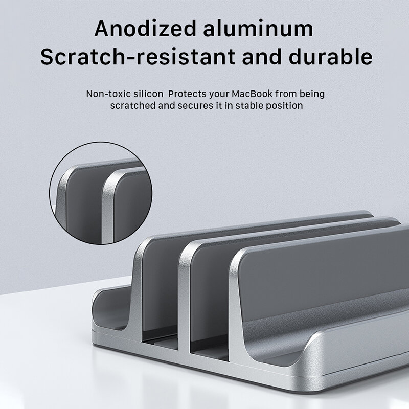 CABLETIME-soporte doble Vertical para portátil, aluminio anodizado, disipación de calor, tamaño ajustable, para MacBook Pro, portátil, tableta, C420
