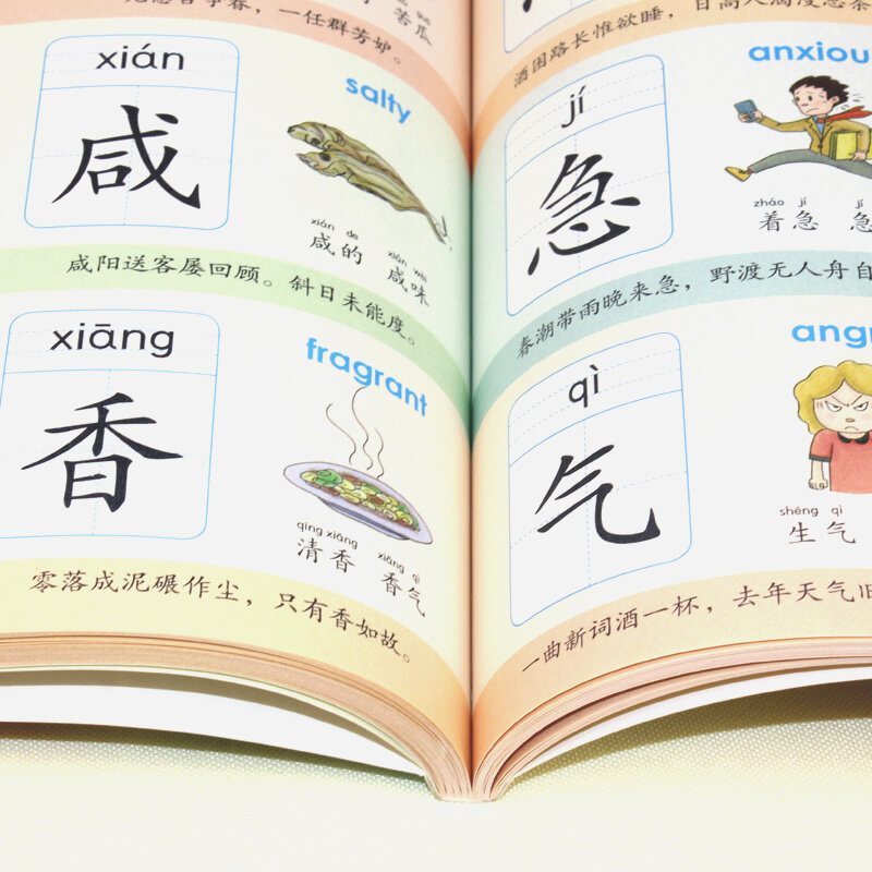 Buku literasi prasekolah, 1000 belajar karakter Tiongkok Pinyin, buku pencerahan untuk balita libros