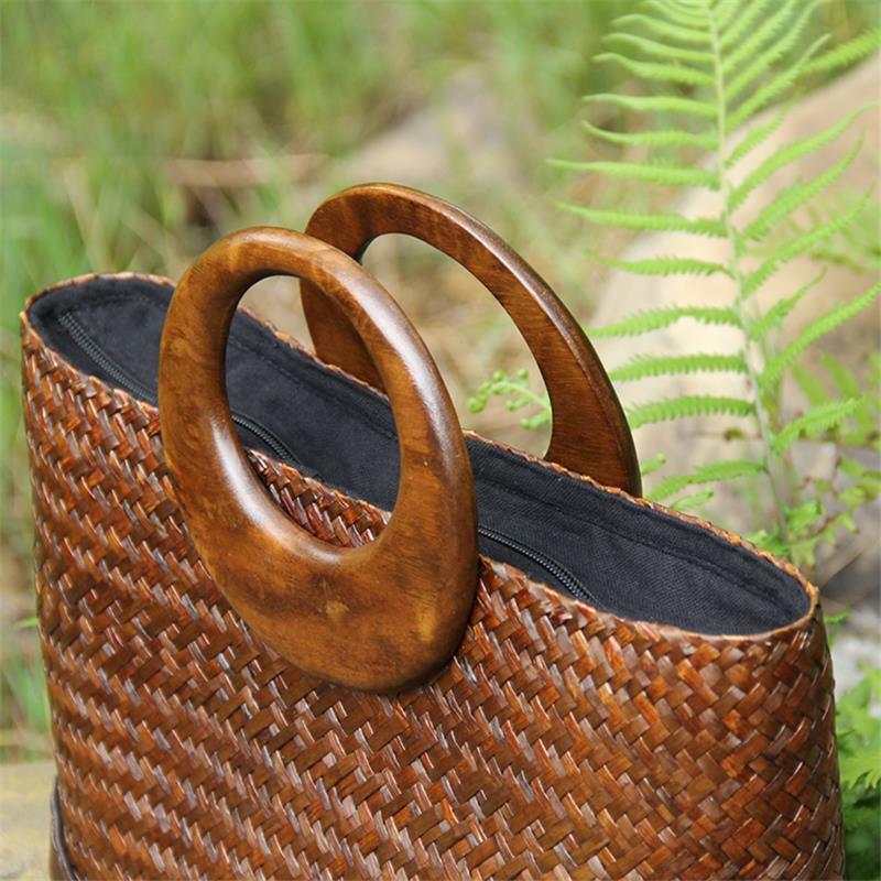 34x20CM Thai Handmade Straw Bag Rattan Handbag Small And Fresh New Original Bag a6101