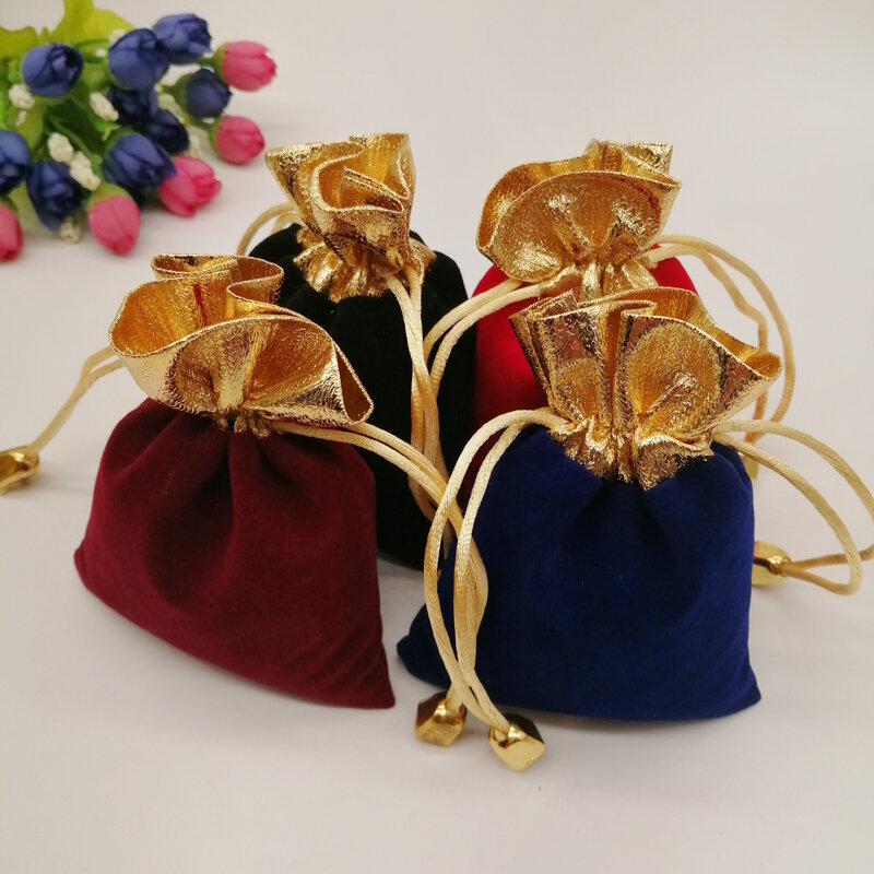 100pcs Multi velluto gioielli Display sacchetto di imballaggio sacchetto di velluto gioielli sacchetto di velluto sacchetto sacchetto con coulisse per le donne decorazione di cerimonia nuziale