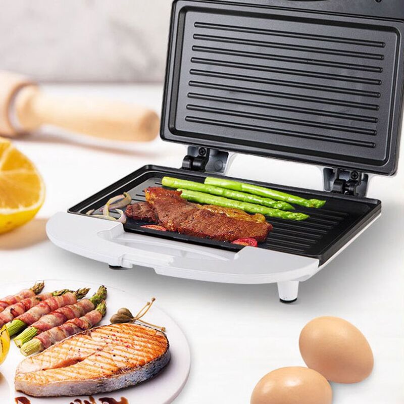 Fabricante de sanduíche elétrico grill panini não vara pan waffle torradeira bolo café da manhã máquina churrasco bife frigideira forno 750w 220v