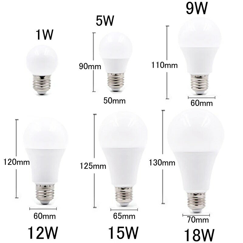 3 sztuk/partia E27 żarówka LED AC 220V SMD2835 5W 9W 12W 15W 18W 1W LED lampa oszczędzania zimny ciepły biały inteligentny IC żarówka Lampada Bombilla