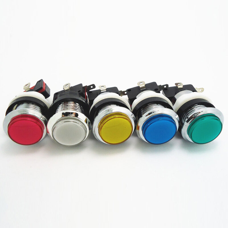 Botón cromado para máquinas de Arcade, pulsador LED iluminado, 12V, 5 colores disponibles