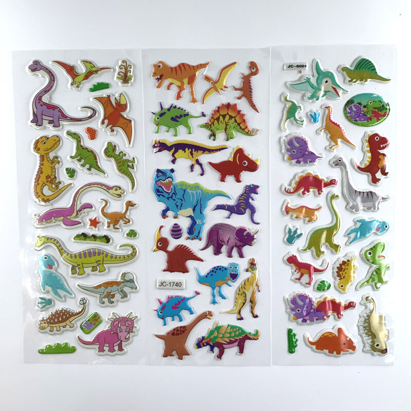 12 Sheets/Set 3D Dinosaur Stickers for Kids Toys Home Wall Decor Cartoon Sticker Scrapbooking Boys Notebook Diary Label