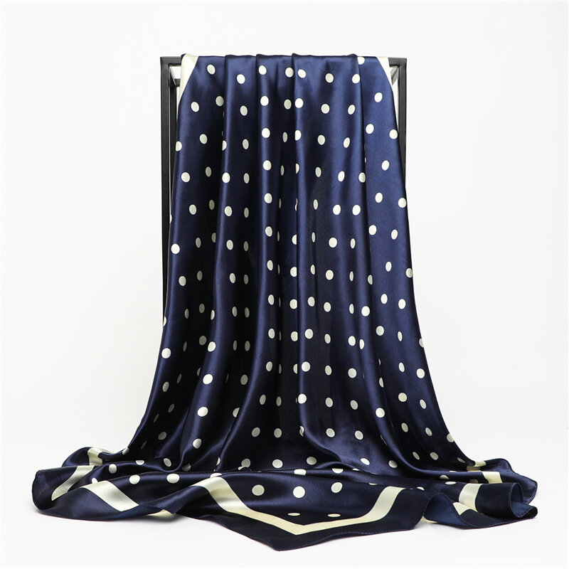 Foulards carrés en soie pour femmes, Design, imprimé Hijab, écharpe de cou, bandeau, châles, Bandana, 90x90cm