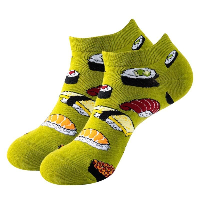 Lustige Boot Ankle Socken Harajuku Männer Stickerei Frauen Spiegelei Sushi Avocado Atmungsaktive Qualität Business Baumwolle