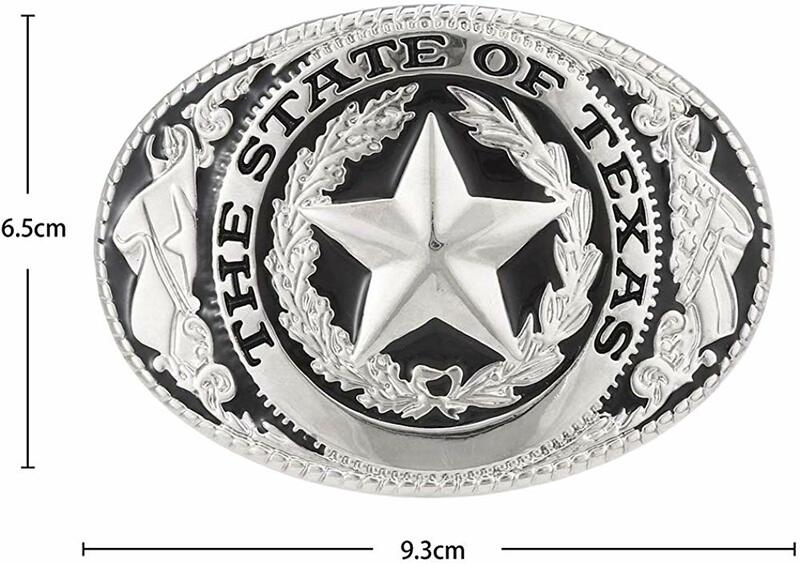 THE STATE OF TEXAS Pentagram star fibbia per cintura per uomo fibbia da cowboy occidentale senza cintura in lega personalizzata larghezza 4cm