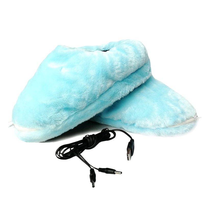 45℃ USB foot warmer plush to keep warm, removable and washable XL electric heating shoes, indoor bag and slippers Christmas gift