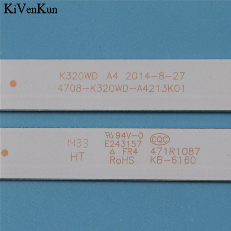 Tiras de luces LED de retroiluminación, Kit de barras de TV de 618mm, 8LED, 4708-K320WD-A4213K01 K320WD A4 2014-8-2, reglas de bandas LED K320WD5 K320WD6