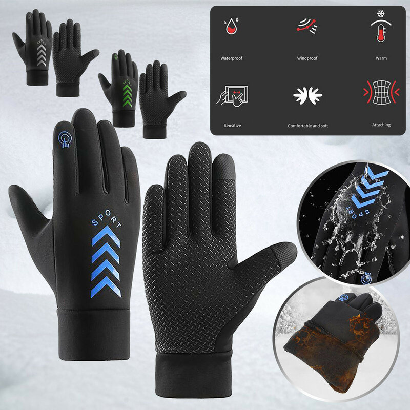Мужские теплые зимние перчатки 2021, водонепроницаемые ветрозащитные перчатки для сенсорных экранов, черные женские перчатки на молнии для лыжного спорта, велоспорта, вождения