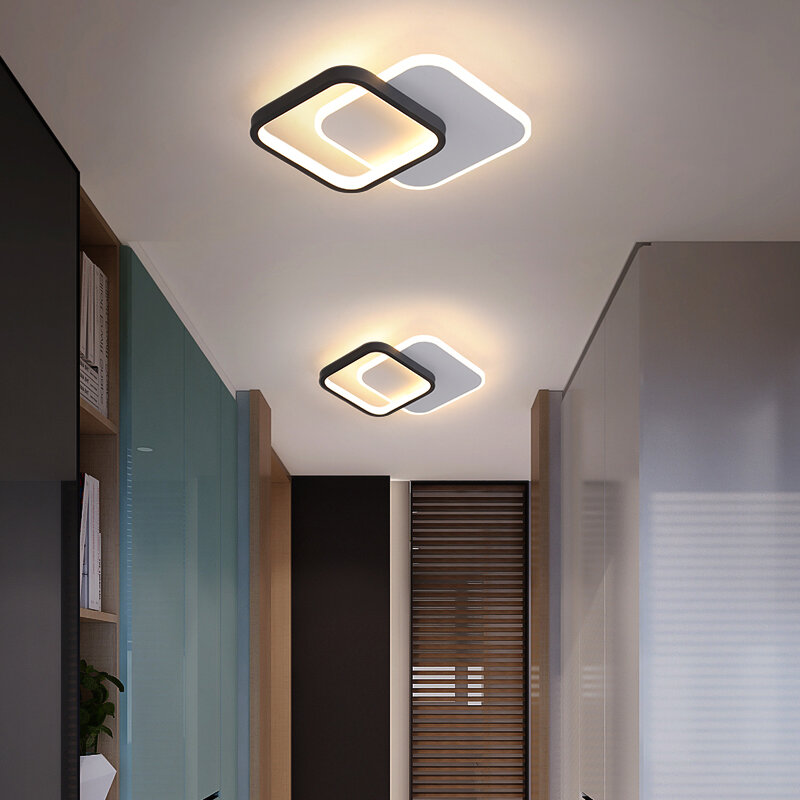 Luces de techo para pasillos de habitación, lámparas de techo para iluminación de sala de estar, luz fría y cálida, accesorios LED negros, 22W, 25W, 28W