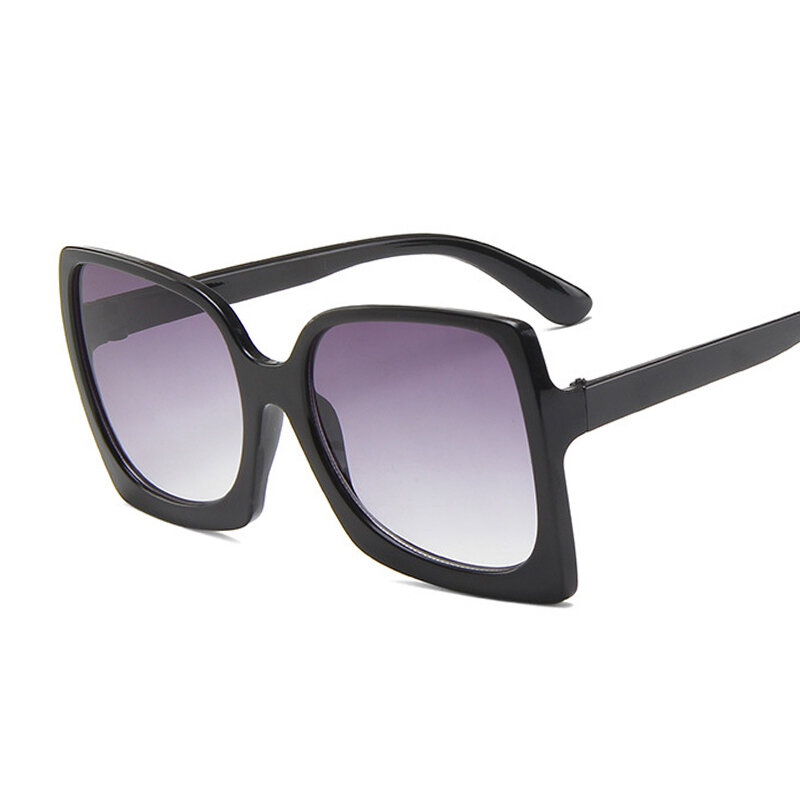 Vintage النظارات الشمسية مربع كبير امرأة سوداء التدرج المتضخم نظارات شمسية الإناث الموضة الفاخرة العلامة التجارية مرآة واضحة Oculos دي سول