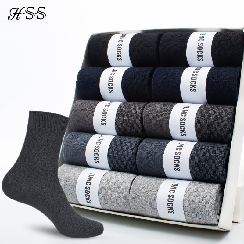 HSS Marke 10 Paare/los Männer Bambus Faser Socken Neue Klassische Business Lange Socken Herren Kleid Socke Für Winter Geschenk Plus größe EUR39-45