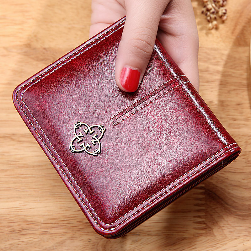 Mini billetera de cuero de lujo para mujer, monedero con broche, billetera pequeña, bolso de mano, 2022