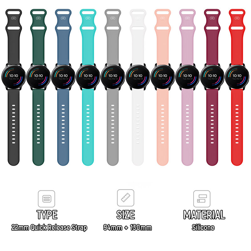 Correa de silicona de repuesto para reloj inteligente OnePlus, accesorios de pulsera deportiva de liberación rápida con un botón, 22mm
