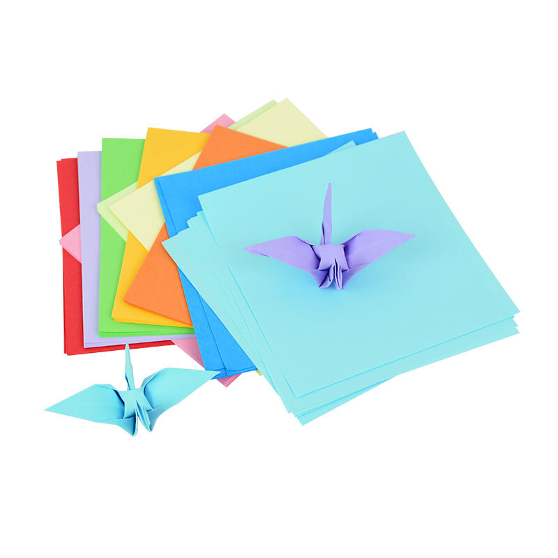 Papel cuadrado de Origami plegable de doble cara, grúa de papel de deseo de la suerte, bricolaje, colorido, álbum de recortes, 8x8/10x100/12x22/15x15cm, 100 unidades