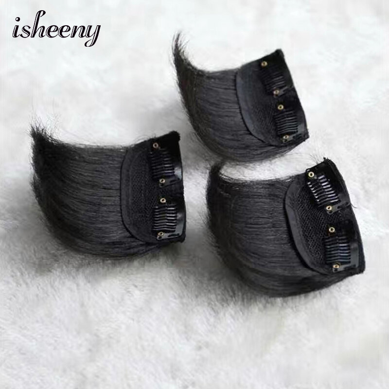 Isheeny накладные человеческие волосы на клипсе, натуральные черные невидимые волосы для наращивания