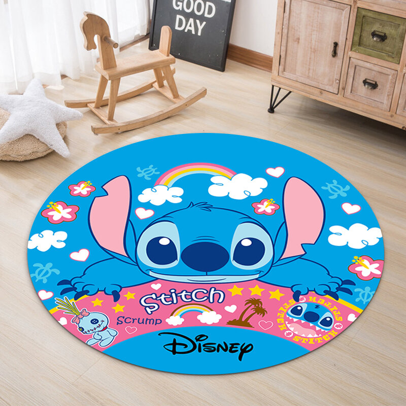 Disney Stitch 100ซม.เด็กเล่นMatsรอบMickeyเด็กพรมพัฒนาAnti-Slipพรมเช็ดเท้าห้องนอนพรมกิจกรรมโรงยิมเด็ก