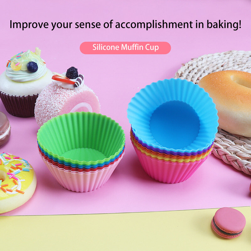 Làm Bánh Dẻo Silicone Muffin Ly Tròn Bánh Cốc Tự Làm Khuôn Nướng Bánh Cao Nhiệt Độ Hộ Gia Đình Trứng Tart Lò Nướng Dụng Cụ