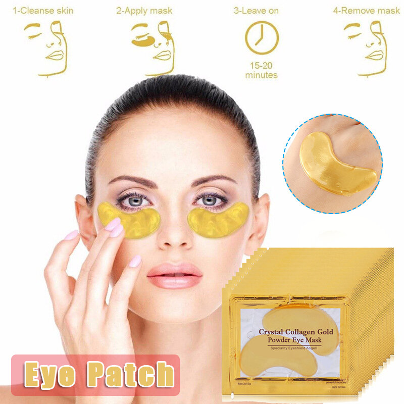 10 Buah Masker Mata Emas Kolagen Kristal Patch Kecantikan Jerawat Lingkaran Hitam untuk Perawatan Kulit Mata Kosmetik Korea