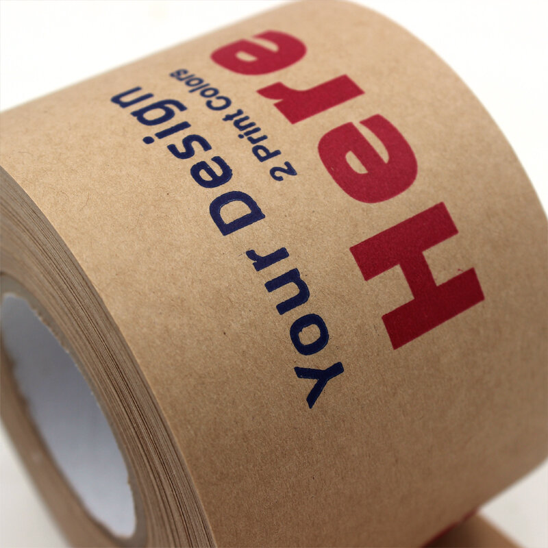 2Rolls 60mmX90m Custom Printed Standard Gummed Paper Tape For Packaging Water Activated Wood Pulp100GMS