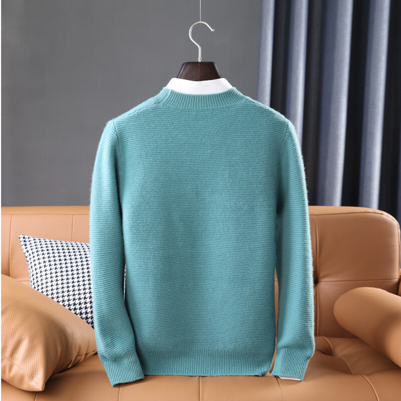Soft Warm Sweaters Men 100% Pure Merino Wool Knitting Jumpers Full Sleeve Oneck Winter New Pullovers Male Thicker Woolen Clothes
