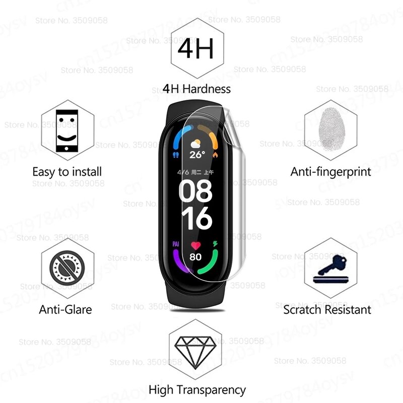 Film hydrogel souple incurvé 9D pour Xiaomi, bracelet intelligent, pas de verre, protecteur, Mi Band 8 7 6 5, 3-12 pièces
