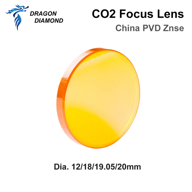 China Co2 PVD ZnSe Focus Lens Dia 12mm 18mm 19.05mm 20mm FL 38.1 50.8 63.5 76.2 101.6mm For Laser Engraving Cutting Machine