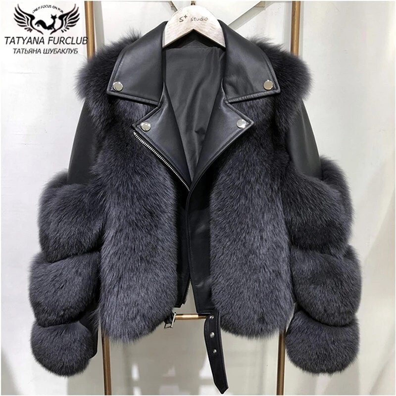 Cappotti in vera pelliccia di volpe da donna di moda invernale con vera pelle di montone giacca intera in pelliccia di volpe naturale capispalla di lusso 2020 nuovo