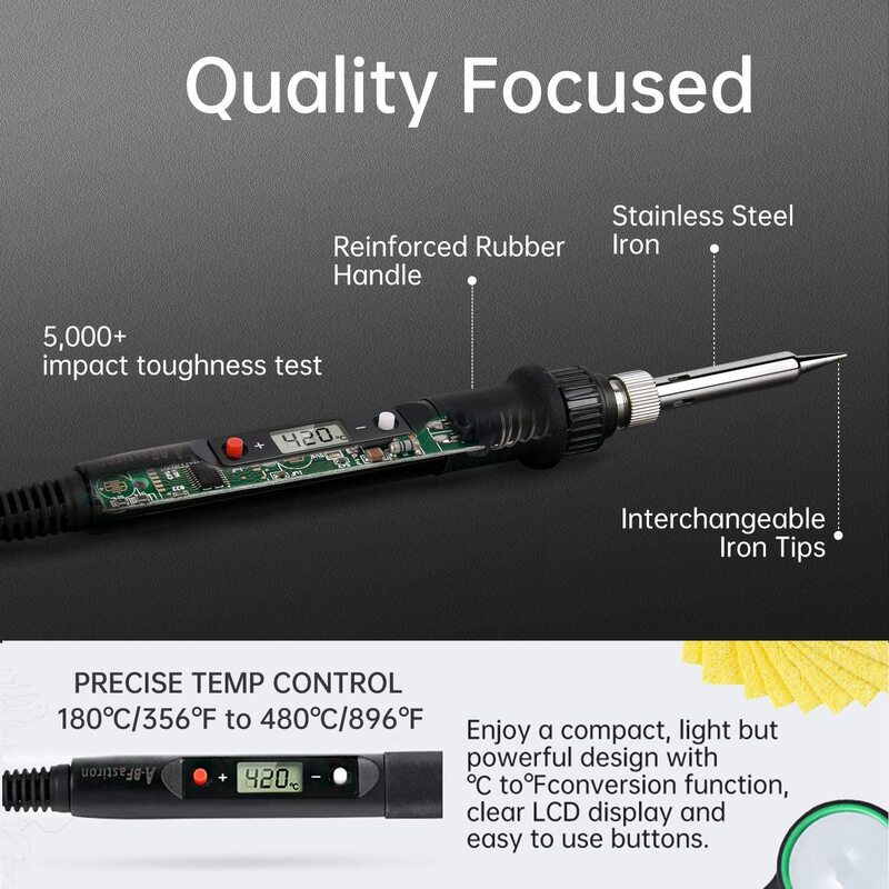 Soldering Iron Kit Set 60W Digital LCD Switch A-BF 836D Welding Iron Temperature Adjustable Electric Tools Soldering Tips