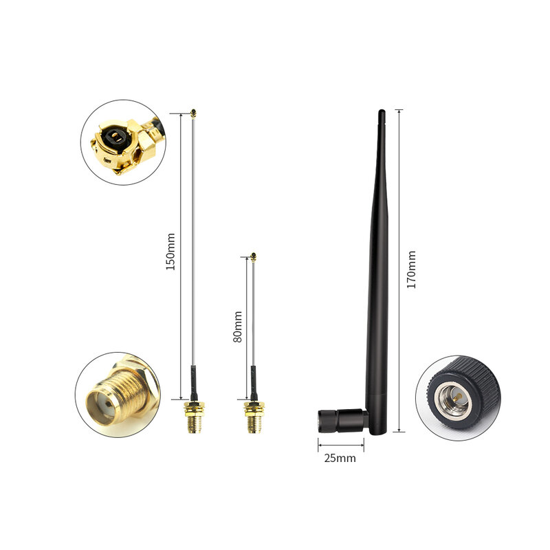 External Wifi Antenna 2.4 GHz 5.8 GHz Dual Band 5GHz for Wireless Router 2.4g Antena with Adapter Cable IPEX IPX Pigtail
